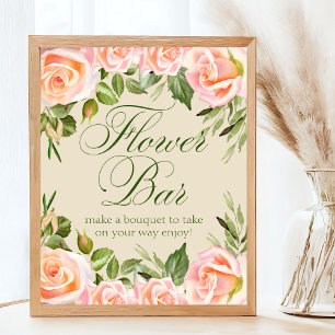 Affiche Panneau à Fête des mariées florale chic