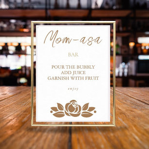 Affiche Panneau A Girl Gold White Floral Baby shower Bar