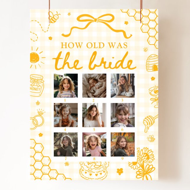 Affiche Panneau Abeille Jaune Combien D'Ans Avait La Marié (Yellow Honey Bee How Old Was The Bride Sign)