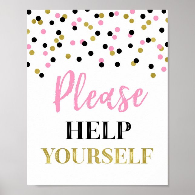 Affiche Panneau Aide-toi S'il Te Plaît Confettis Or Rose N (Devant)