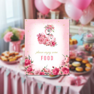 Affiche Panneau alimentaire Baby shower Flamant rose rose