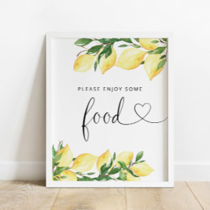 Affiche Panneau alimentaire élégant au citron à l'aquarell