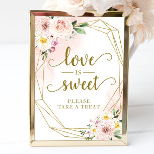 Affiche Panneau Amour est doux géométrique floral rose pâl