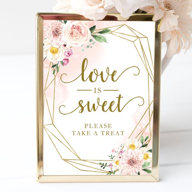 Affiche Panneau Amour est doux géométrique floral rose pâl (Créateur téléchargé)