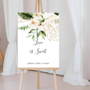 Affiche Panneau Amour Tropical Doré Est Suave Fleurs Feuil