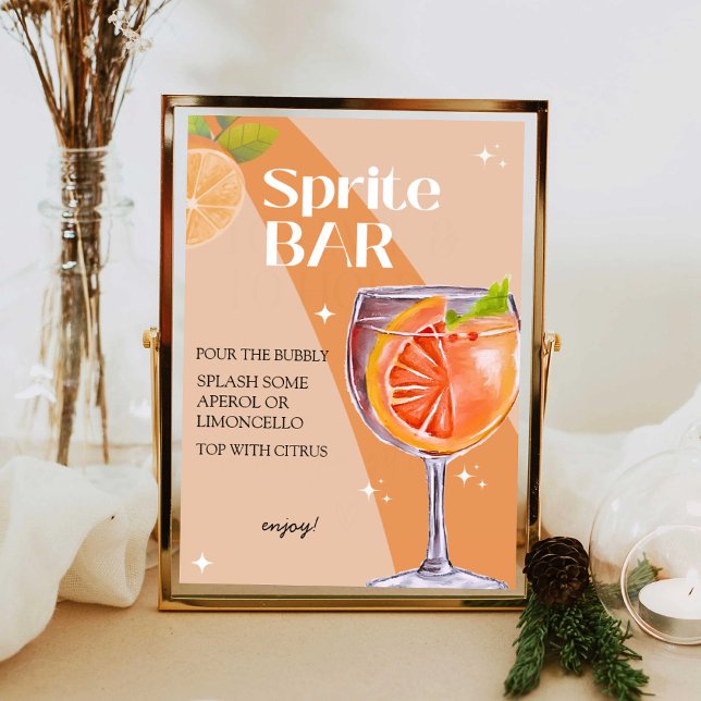 Affiche Panneau Aperol Spritz Bar, Spritz Cocktail Print (Sprite Bar)