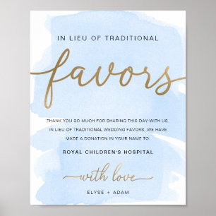 Affiche Panneau Aquarelle Bleue Or En Remplacement Des Fav