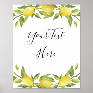 Affiche Panneau aquarelle de verdure de fleurs de citron