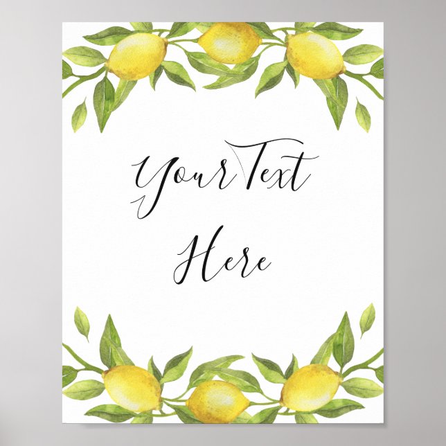 Affiche Panneau aquarelle de verdure de fleurs de citron (Devant)