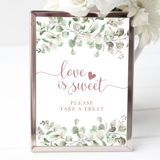 Affiche Panneau Aquarelle Eucalyptus Amour Est Doux Verdur (Créateur téléchargé)