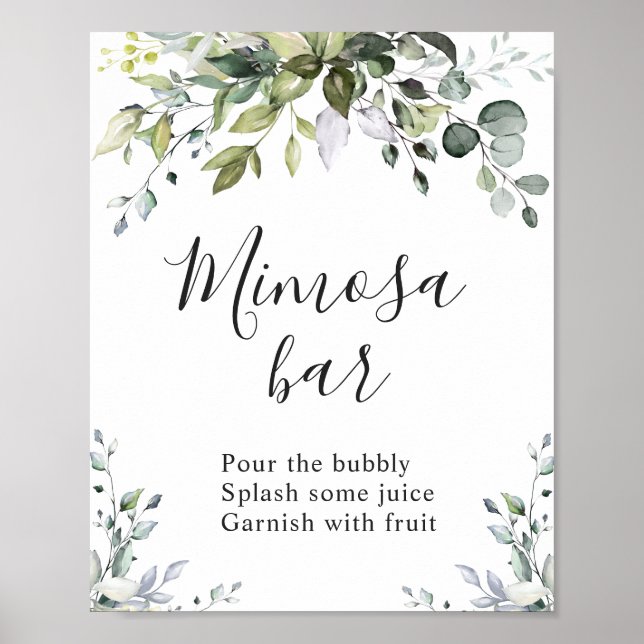 Affiche Panneau Aquarelle Eucalyptus Vert Mimosa Bar (Devant)