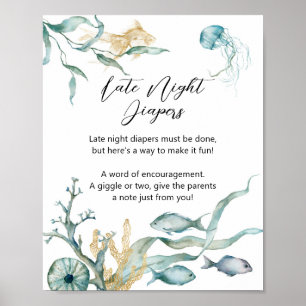 Affiche Panneau Aquarelle Jellyfish Late Night Diapés