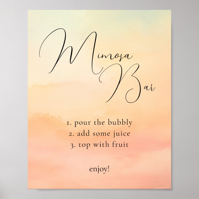 Affiche Panneau Aquarelle orange Sunset Cloud 9 Mimosa Bar (Devant)