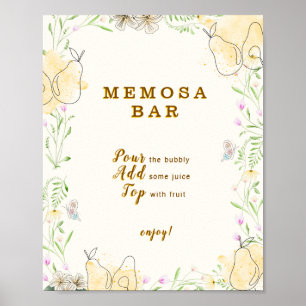 Affiche Panneau Aquarelle Poire Florale Jardin Memosa Bar
