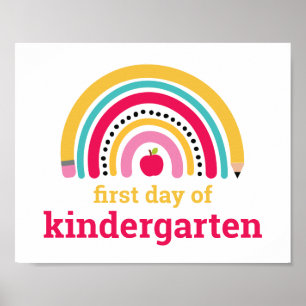 Affiche Panneau arc-en-ciel du premier jour de l'école