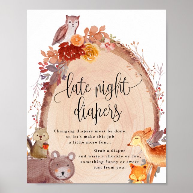 Affiche Panneau Automne Animaux de bois Diapeurs de nuit (Devant)