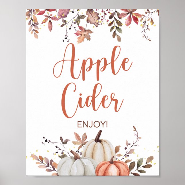 Affiche Panneau Automne Pomme Cider Citrouilles Automne (Devant)