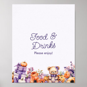 Affiche Panneau Automne Purple Citrouille Baby shower Alim