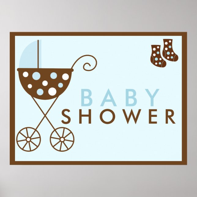Affiche Panneau Baby shower à poutre bleue (Devant)