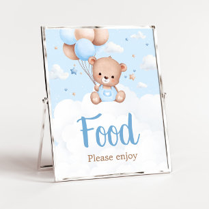Affiche Panneau Baby shower alimentaire Blue Teddy Bear