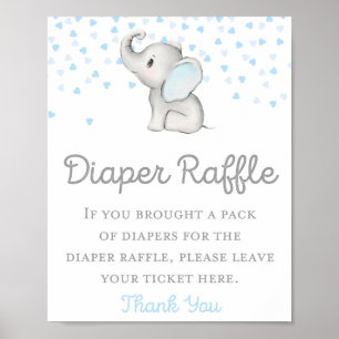 Affiche Panneau Baby shower bleu éléphant garçon