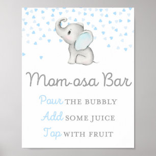 Affiche Panneau Baby shower bleu éléphant garçon