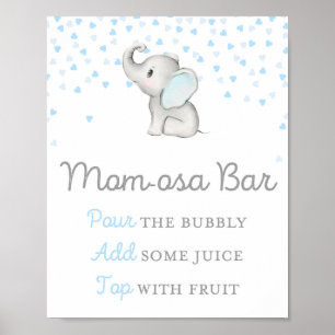 Affiche Panneau Baby shower bleu éléphant garçon