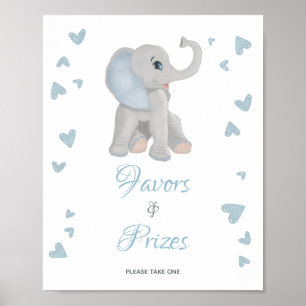 Affiche Panneau Baby shower Blue Elephant Faveurs & Prix