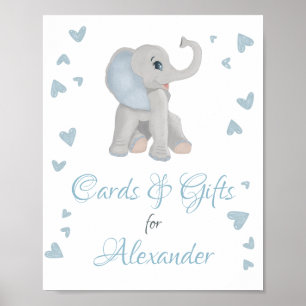 Affiche Panneau Baby shower Blue Grey Elephant Cadeaux & C