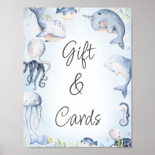 Affiche Panneau Baby shower Blue Under the Sea Creatures