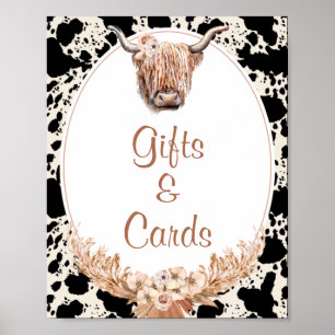 Affiche Panneau Baby shower Boho Floral Vache Cadeaux et C