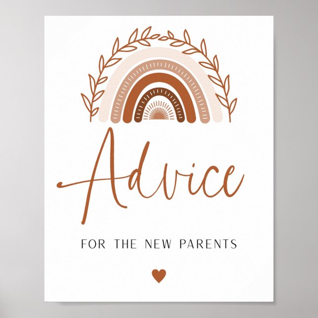 Affiche Panneau Baby shower Boho Rainbow Conseils et souha (Devant)