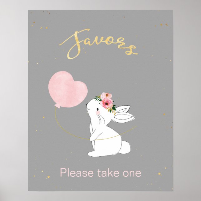 Affiche Panneau Baby shower Bunny Them Faveurs (Devant)