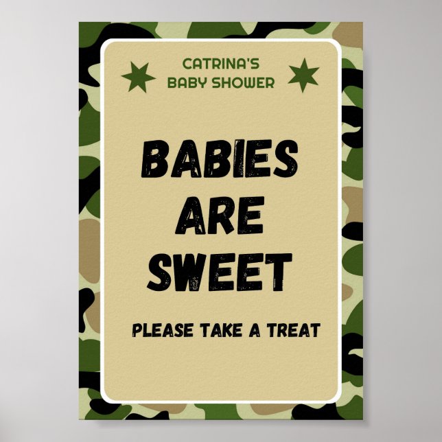 Affiche Panneau Baby shower Camo (Devant)