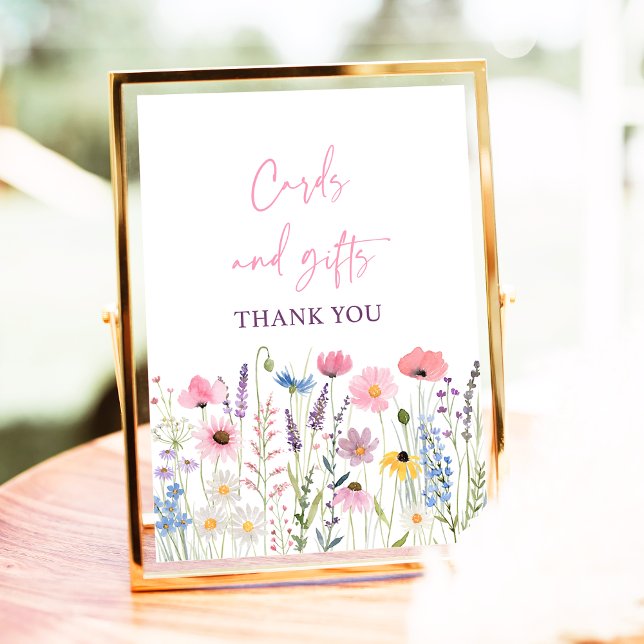 Affiche Panneau Baby shower Cartes et Cadeaux Fleur sauvag (Créateur téléchargé)