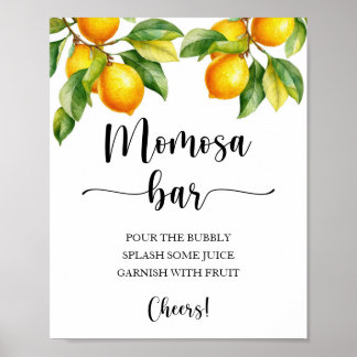 Affiche Panneau Baby shower citron Momosa Bar