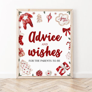 Affiche Panneau Baby shower Conseils et souhaits de Noël r