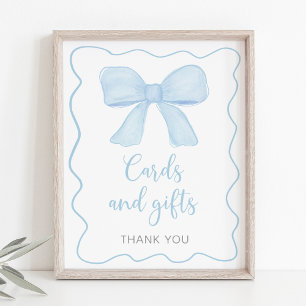 Affiche Panneau Baby shower Coquette Blue Bow Cartes et Ca