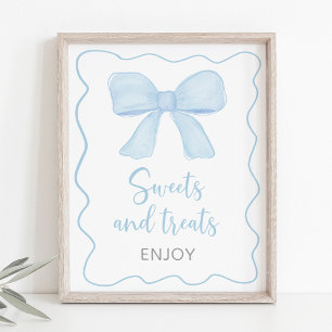 Affiche Panneau Baby shower Coquette Blue Bow Sweet Traite