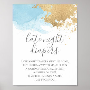 Affiche Panneau Baby shower couleur or et bleu