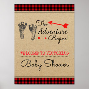 Affiche Panneau Baby shower d'aventure Lumberjack Woodland