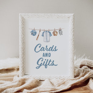 Affiche Panneau Baby shower de baseball Cartes et cadeaux