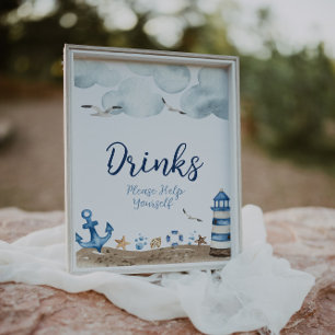 Affiche Panneau Baby shower de boissons nautiques