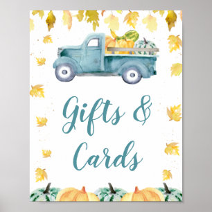 Affiche Panneau Baby shower de camion Citrouille Blue Litt