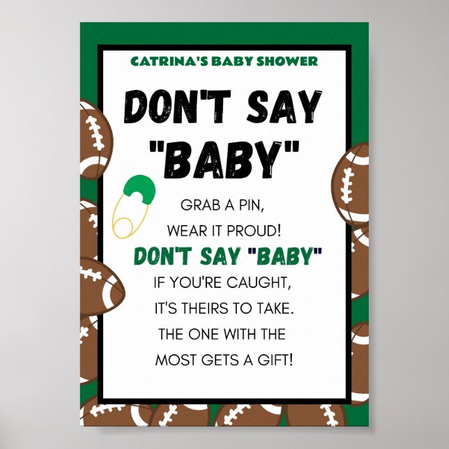 Affiche Panneau Baby shower de football (Devant)
