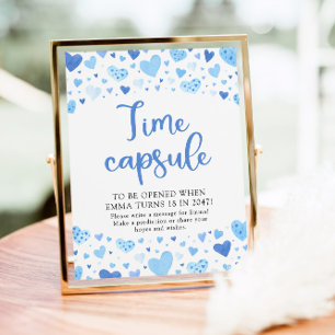 Affiche Panneau Baby shower de la capsule de temps Blue He