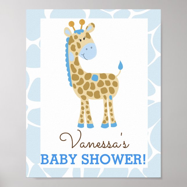Affiche Panneau Baby shower de la Giraffe Bleue (Devant)