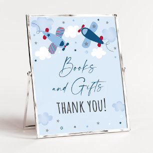 Affiche Panneau Baby shower des nuages d'avion Livres et c