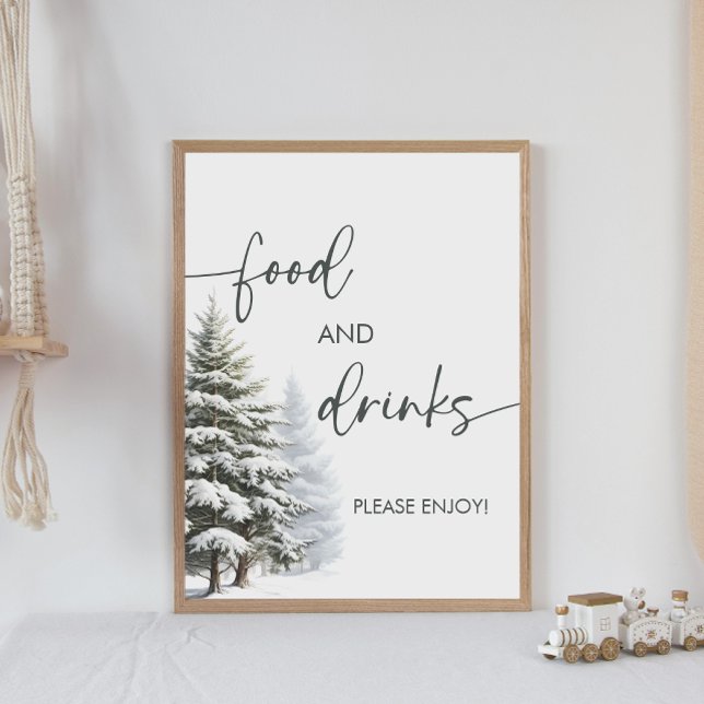 Affiche Panneau Baby shower D'Hiver Aliments Et Boissons (Créateur téléchargé)