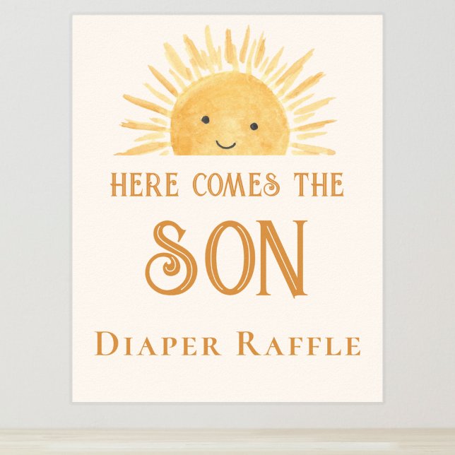 Affiche Panneau Baby shower diaper raffle soleil (Créateur téléchargé)